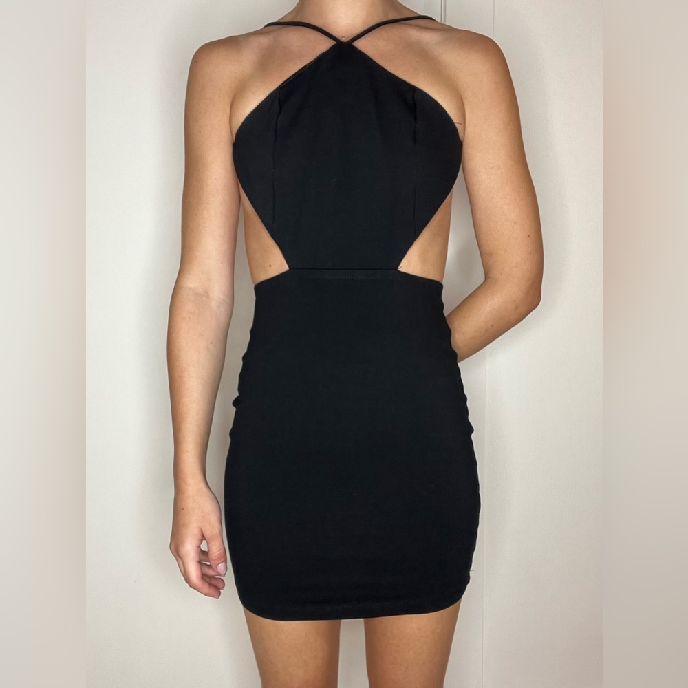Black mini dress with open back size XS-S